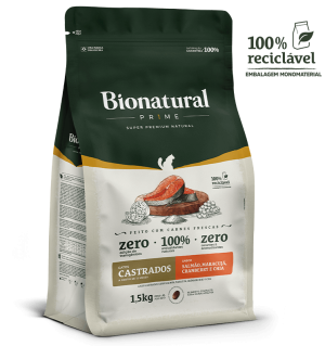 bionatural prime gatos castrados salmão 1,5kg